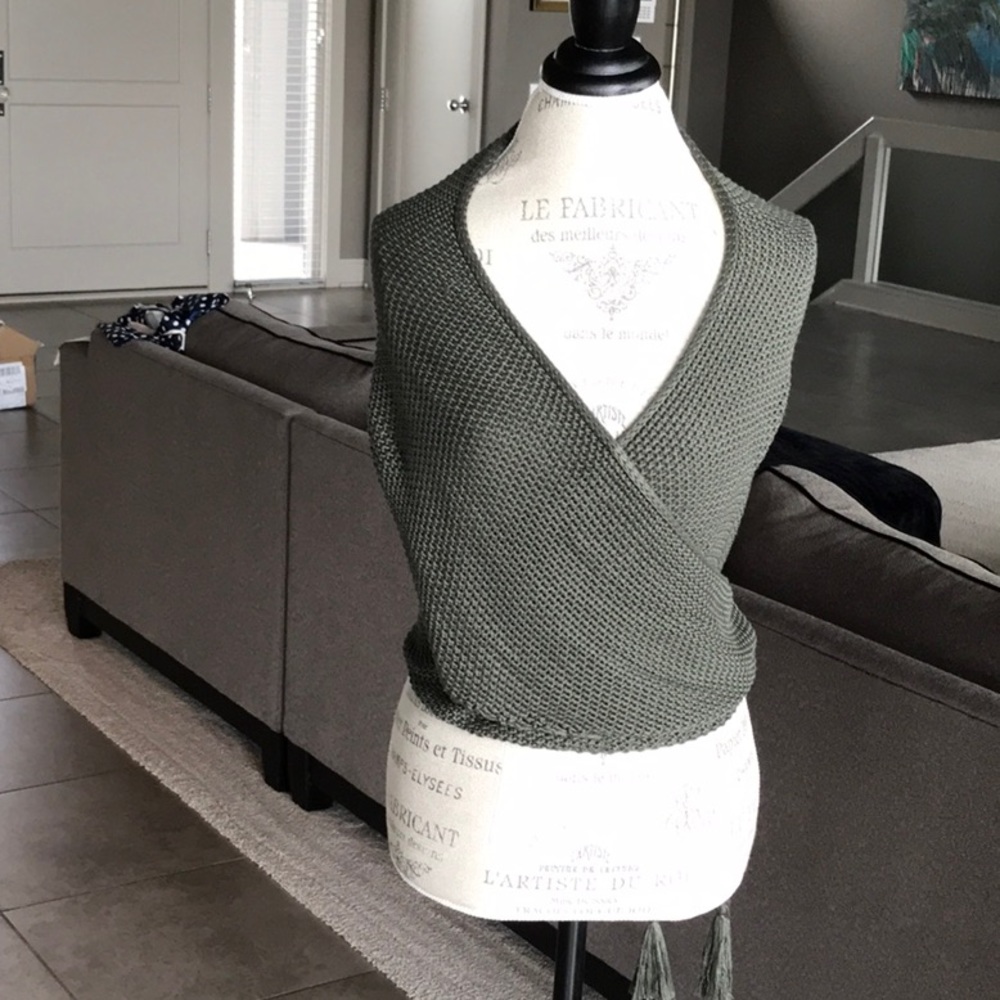 Wrap knit tye sweater
